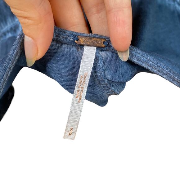 Free People Rip Tide Deep Blue Embroidered Eyelet Tunic Duster SZ S - Picture 14 of 16